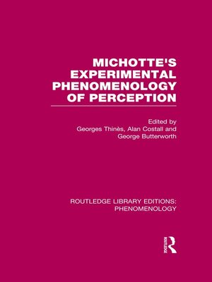 cover image of Michotte's Experimental Phenomenology of Perception